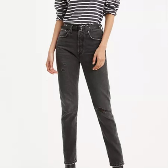 Levi’s Premium 501 Skinny Black Distressed Jeans - Picture 1 of 13